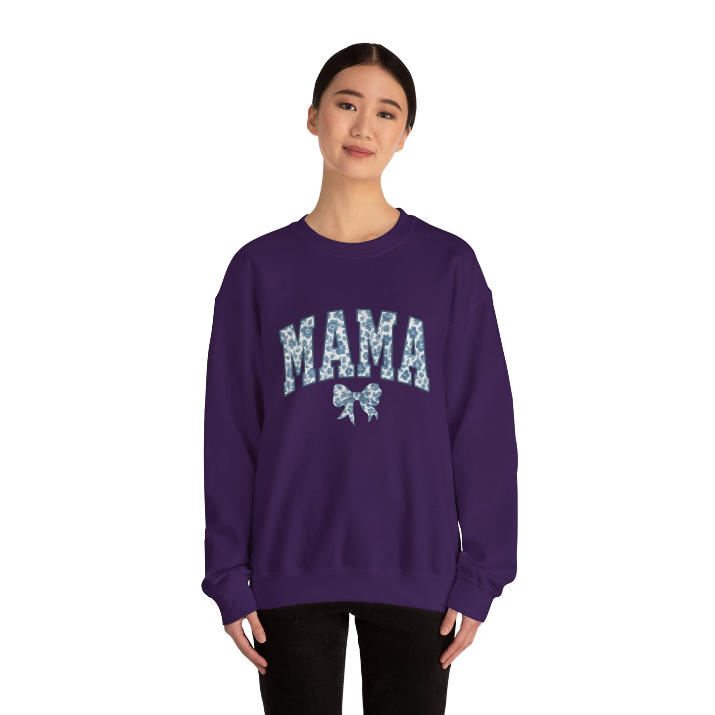 Mama Sweatshirt, Blue Ribbon Shirt, Mothers Day Gift, Aesthetic Gift Mom, Chinoiserie Shirt, Mama Leoprad Shirt, Momgifttee, Blue Mama Shirt