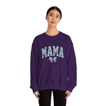 Mama Sweatshirt, Blue Ribbon Shirt, Mothers Day Gift, Aesthetic Gift Mom, Chinoiserie Shirt, Mama Leoprad Shirt, Momgifttee, Blue Mama Shirt