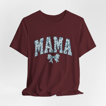 Mama Unisex Jersey Tee, Mother's Day Gift, Mom Shirt, Blue Ribbon Chinoiserie Mama Leoprad Shirt, Womens Tees Mama