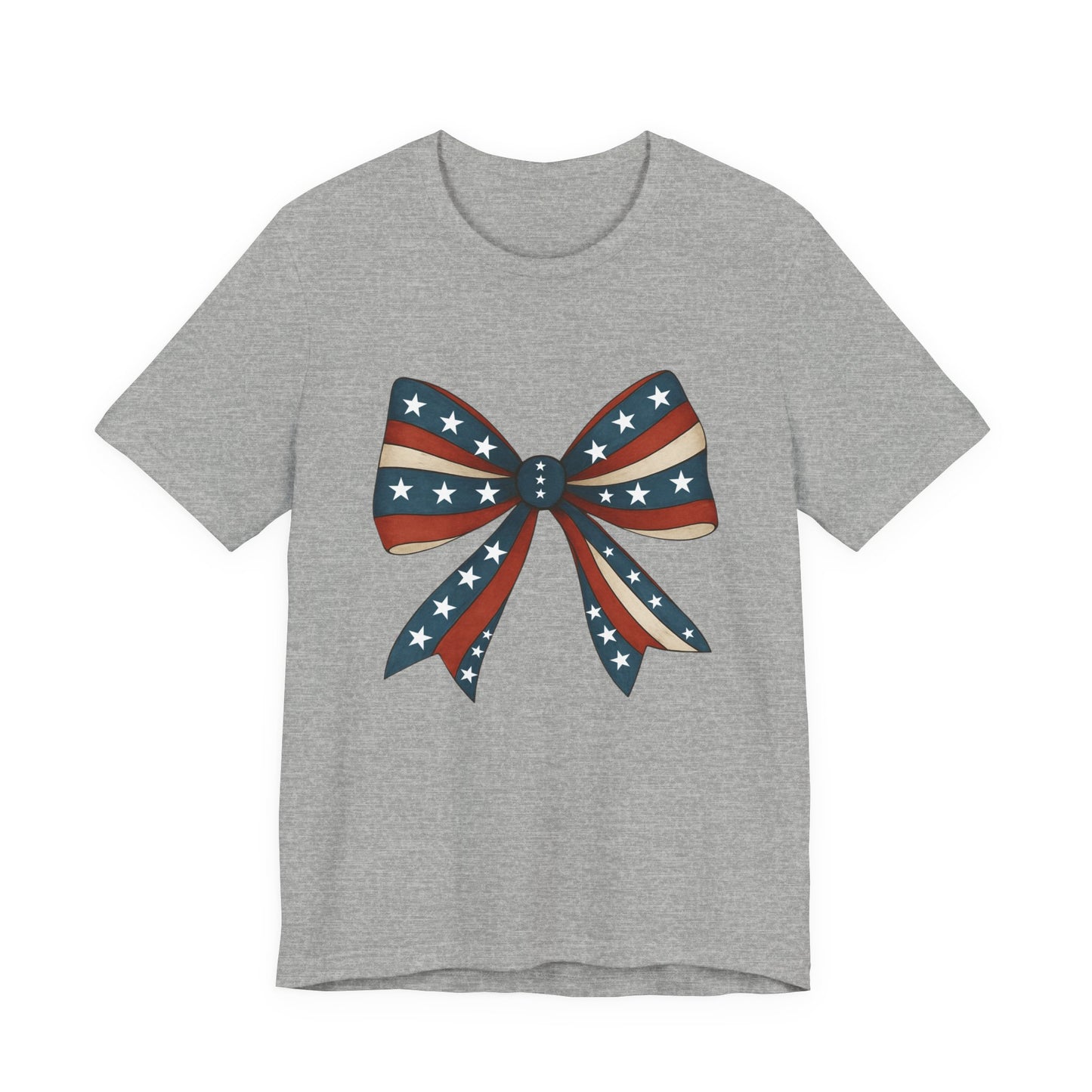 Patriotic Bow Tee, USA Flag Shirt, Independence Day Gift, Casual Summer Wear, Unisex Graphic Tee, Patriotic Tee, Fourth of July Shirt,