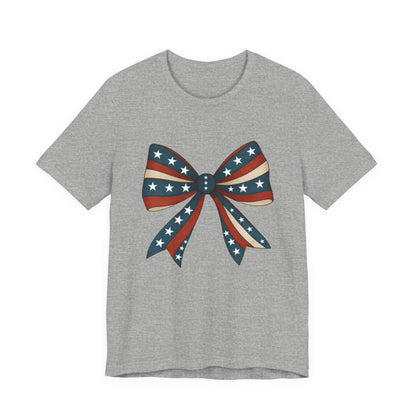 Patriotic Bow Tee, USA Flag Shirt, Independence Day Gift, Casual Summer Wear, Unisex Graphic Tee, Patriotic Tee, Fourth of July Shirt,