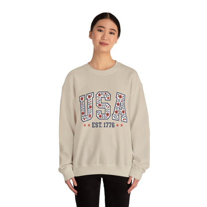 USA July 4th Unisex Sweatshirt, Patriotic Crewneck Pullover, Independence Day Apparel, American Flag Jumper, Fourth of July Gift, Red White