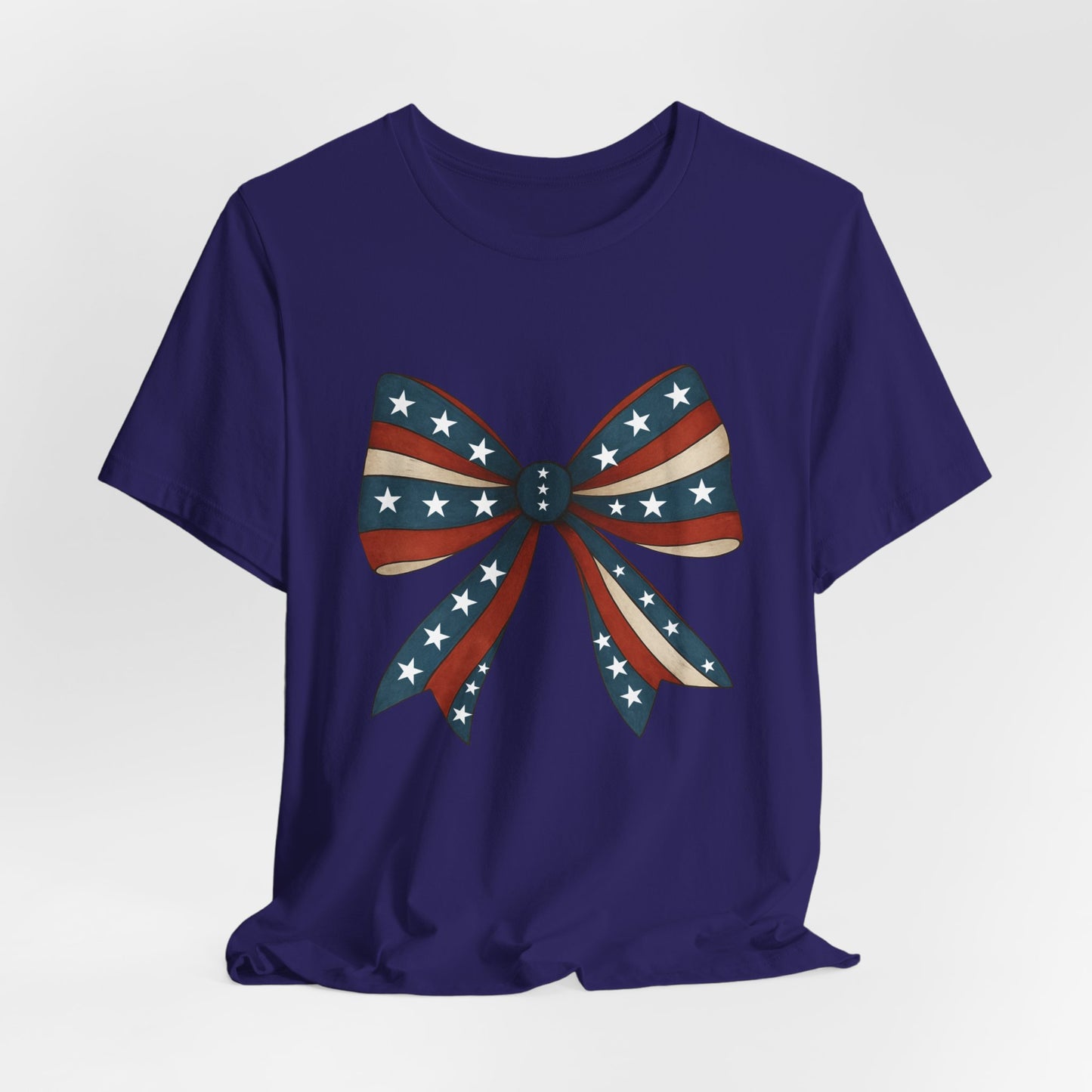 Patriotic Bow Tee, USA Flag Shirt, Independence Day Gift, Casual Summer Wear, Unisex Graphic Tee, Patriotic Tee, Fourth of July Shirt,