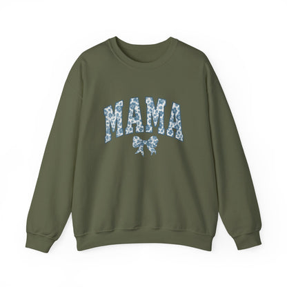 Mama Sweatshirt, Blue Ribbon Shirt, Mothers Day Gift, Aesthetic Gift Mom, Chinoiserie Shirt, Mama Leoprad Shirt, Momgifttee, Blue Mama Shirt