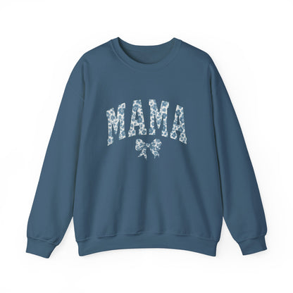 Mama Sweatshirt, Blue Ribbon Shirt, Mothers Day Gift, Aesthetic Gift Mom, Chinoiserie Shirt, Mama Leoprad Shirt, Momgifttee, Blue Mama Shirt