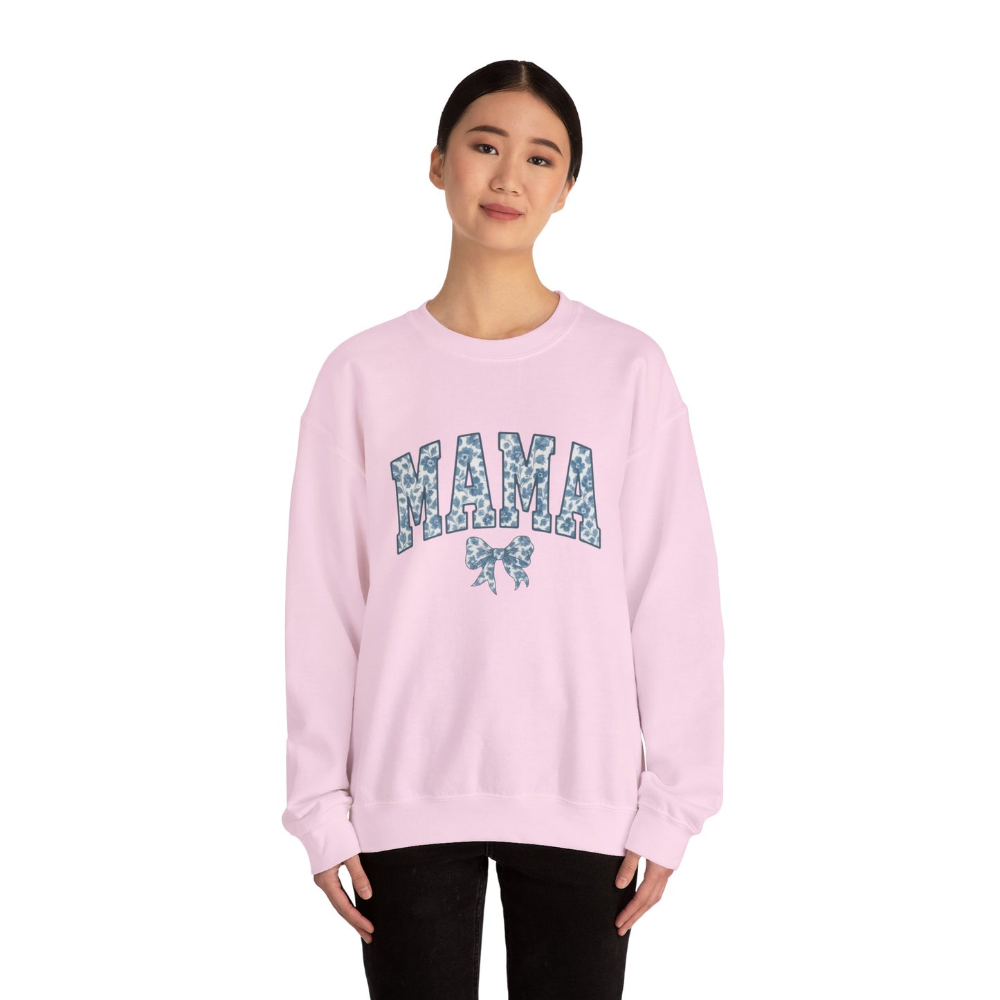 Mama Sweatshirt, Blue Ribbon Shirt, Mothers Day Gift, Aesthetic Gift Mom, Chinoiserie Shirt, Mama Leoprad Shirt, Momgifttee, Blue Mama Shirt