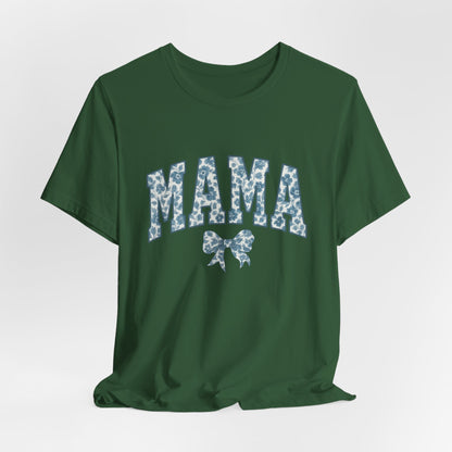 Mama Unisex Jersey Tee, Mother's Day Gift, Mom Shirt, Blue Ribbon Chinoiserie Mama Leoprad Shirt, Womens Tees Mama