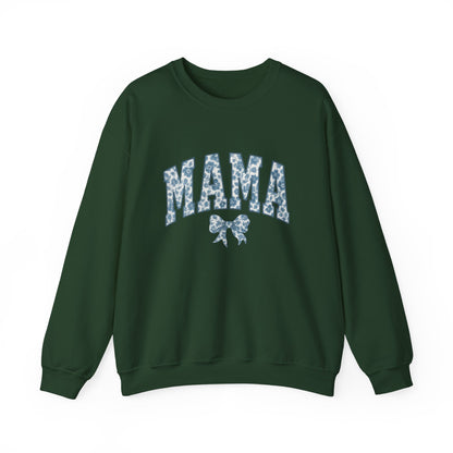 Mama Sweatshirt, Blue Ribbon Shirt, Mothers Day Gift, Aesthetic Gift Mom, Chinoiserie Shirt, Mama Leoprad Shirt, Momgifttee, Blue Mama Shirt