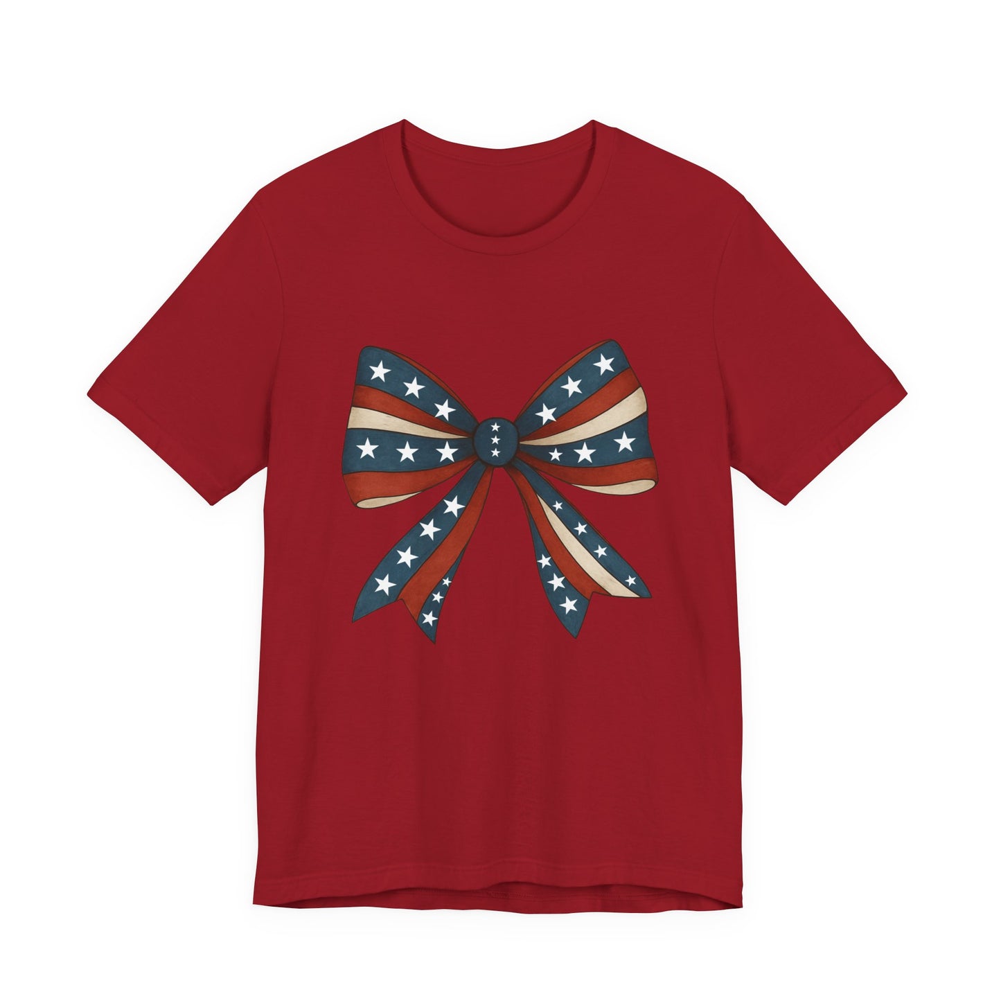Patriotic Bow Tee, USA Flag Shirt, Independence Day Gift, Casual Summer Wear, Unisex Graphic Tee, Patriotic Tee, Fourth of July Shirt,
