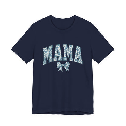 Mama Unisex Jersey Tee, Mother's Day Gift, Mom Shirt, Blue Ribbon Chinoiserie Mama Leoprad Shirt, Womens Tees Mama