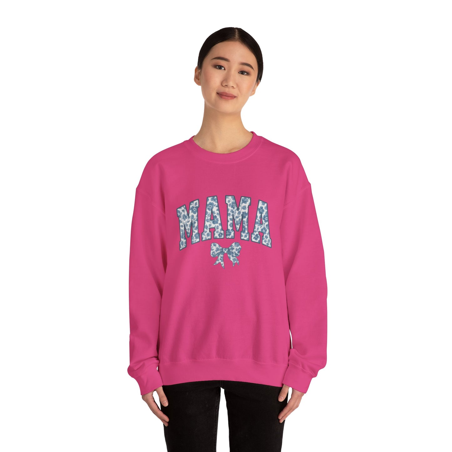 Mama Sweatshirt, Blue Ribbon Shirt, Mothers Day Gift, Aesthetic Gift Mom, Chinoiserie Shirt, Mama Leoprad Shirt, Momgifttee, Blue Mama Shirt