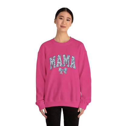 Mama Sweatshirt, Blue Ribbon Shirt, Mothers Day Gift, Aesthetic Gift Mom, Chinoiserie Shirt, Mama Leoprad Shirt, Momgifttee, Blue Mama Shirt