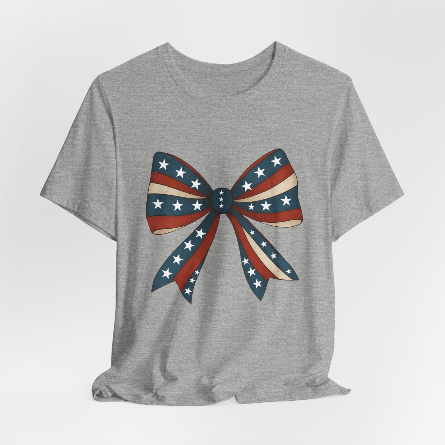 Patriotic Bow Tee, USA Flag Shirt, Independence Day Gift, Casual Summer Wear, Unisex Graphic Tee, Patriotic Tee, Fourth of July Shirt,