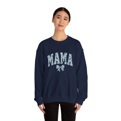 Mama Sweatshirt, Blue Ribbon Shirt, Mothers Day Gift, Aesthetic Gift Mom, Chinoiserie Shirt, Mama Leoprad Shirt, Momgifttee, Blue Mama Shirt