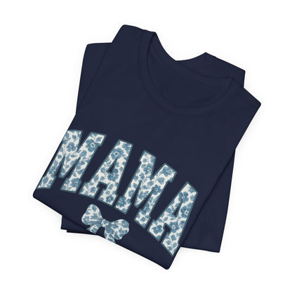 Mama Unisex Jersey Tee, Mother's Day Gift, Mom Shirt, Blue Ribbon Chinoiserie Mama Leoprad Shirt, Womens Tees Mama