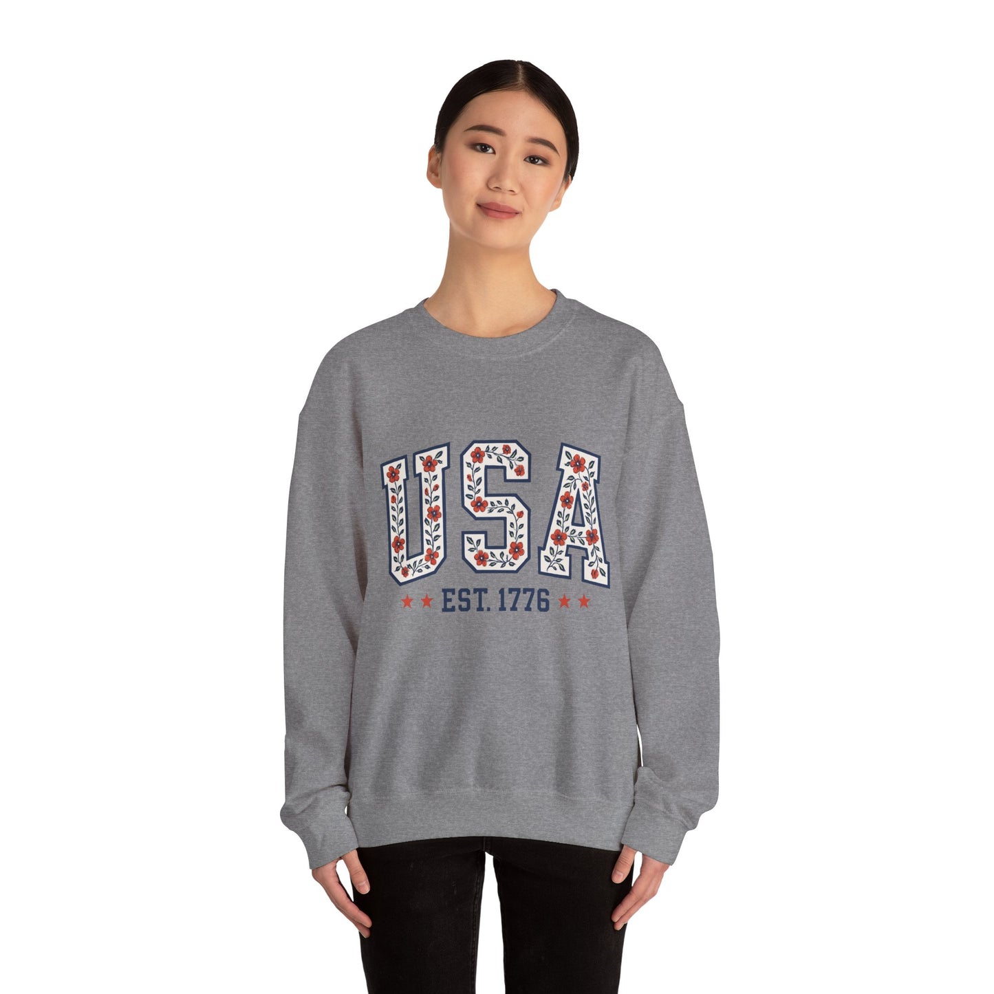 USA July 4th Unisex Sweatshirt, Patriotic Crewneck Pullover, Independence Day Apparel, American Flag Jumper, Fourth of July Gift, Red White