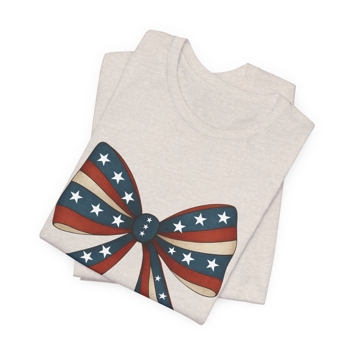 Patriotic Bow Tee, USA Flag Shirt, Independence Day Gift, Casual Summer Wear, Unisex Graphic Tee, Patriotic Tee, Fourth of July Shirt,