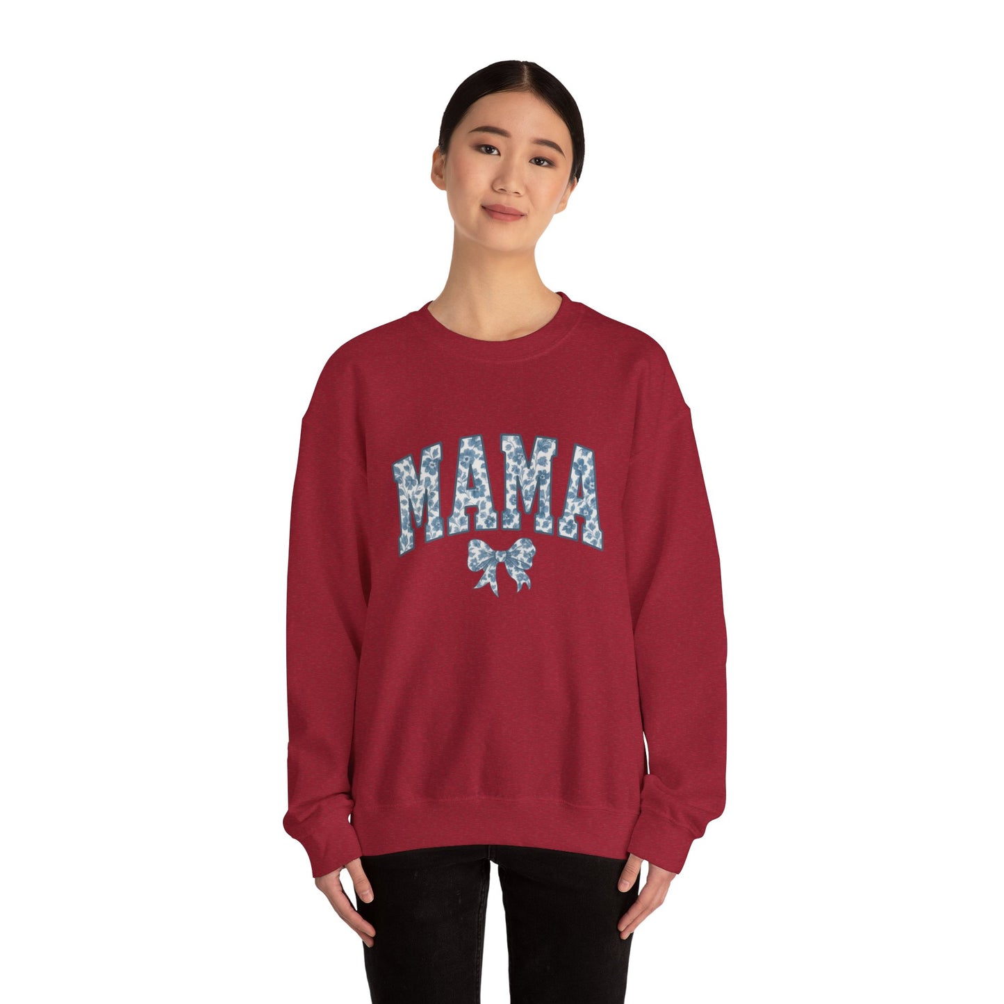 Mama Sweatshirt, Blue Ribbon Shirt, Mothers Day Gift, Aesthetic Gift Mom, Chinoiserie Shirt, Mama Leoprad Shirt, Momgifttee, Blue Mama Shirt