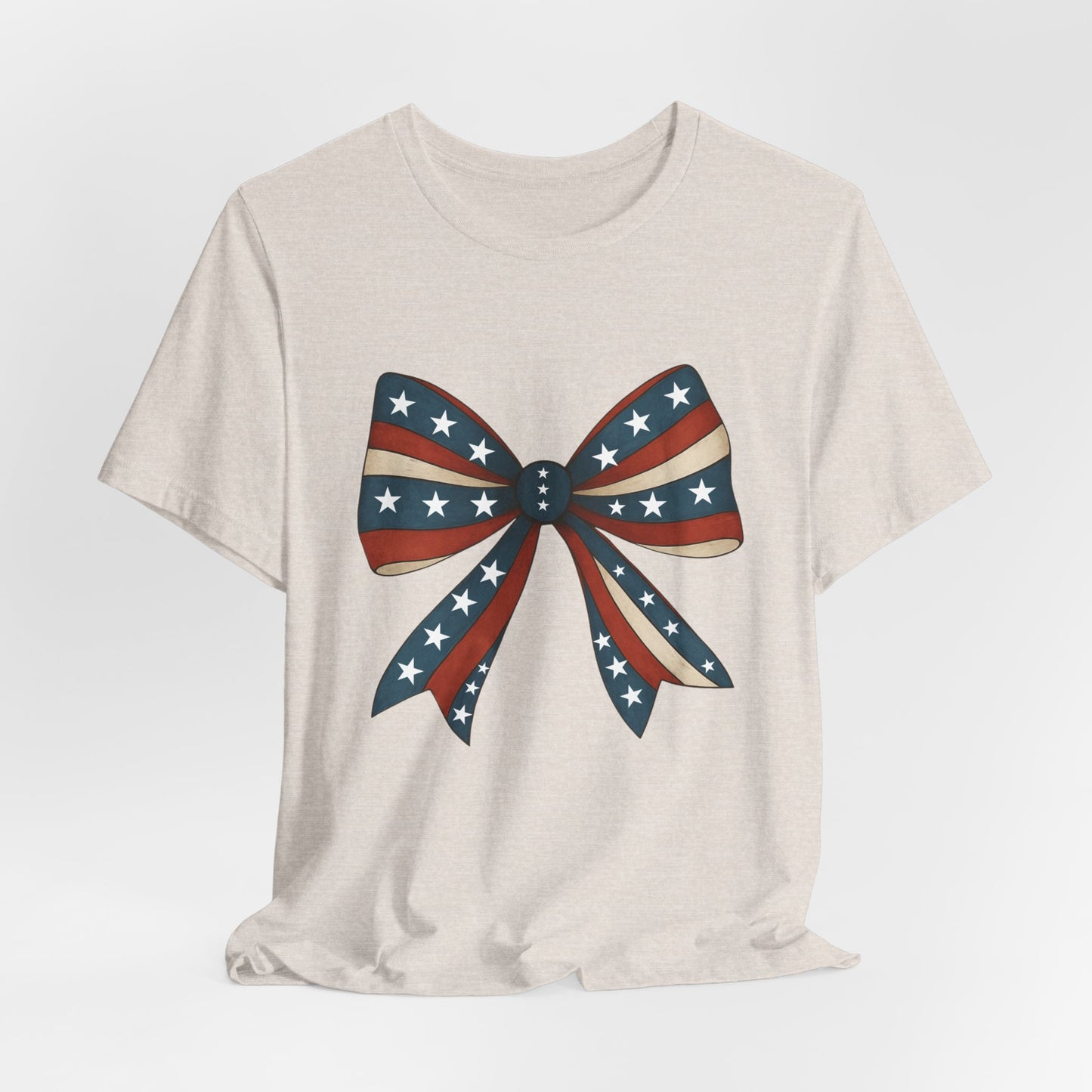 Patriotic Bow Tee, USA Flag Shirt, Independence Day Gift, Casual Summer Wear, Unisex Graphic Tee, Patriotic Tee, Fourth of July Shirt,