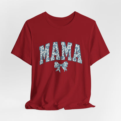 Mama Unisex Jersey Tee, Mother's Day Gift, Mom Shirt, Blue Ribbon Chinoiserie Mama Leoprad Shirt, Womens Tees Mama