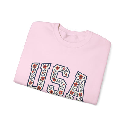 USA July 4th Unisex Sweatshirt, Patriotic Crewneck Pullover, Independence Day Apparel, American Flag Jumper, Fourth of July Gift, Red White