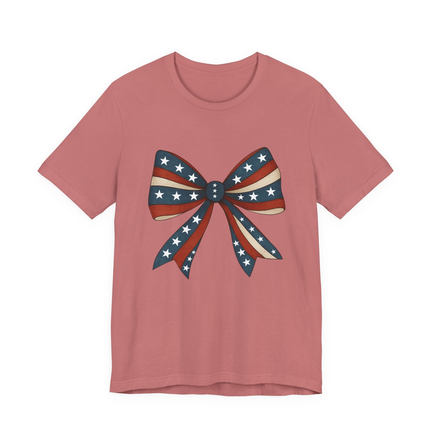 Patriotic Bow Tee, USA Flag Shirt, Independence Day Gift, Casual Summer Wear, Unisex Graphic Tee, Patriotic Tee, Fourth of July Shirt,