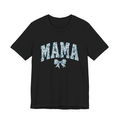 Mama Unisex Jersey Tee, Mother's Day Gift, Mom Shirt, Blue Ribbon Chinoiserie Mama Leoprad Shirt, Womens Tees Mama