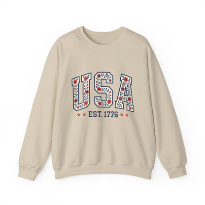 USA July 4th Unisex Sweatshirt, Patriotic Crewneck Pullover, Independence Day Apparel, American Flag Jumper, Fourth of July Gift, Red White