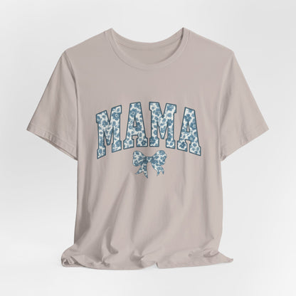 Mama Unisex Jersey Tee, Mother's Day Gift, Mom Shirt, Blue Ribbon Chinoiserie Mama Leoprad Shirt, Womens Tees Mama