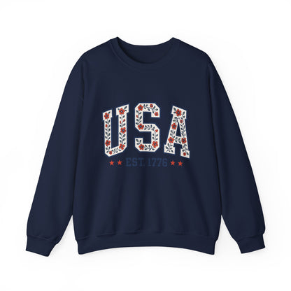 USA July 4th Unisex Sweatshirt, Patriotic Crewneck Pullover, Independence Day Apparel, American Flag Jumper, Fourth of July Gift, Red White