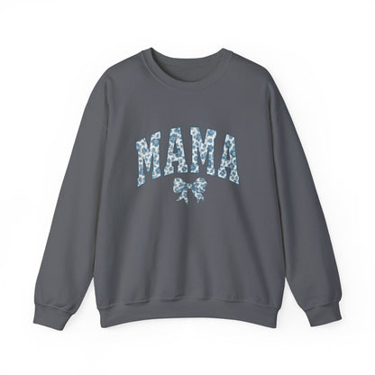 Mama Sweatshirt, Blue Ribbon Shirt, Mothers Day Gift, Aesthetic Gift Mom, Chinoiserie Shirt, Mama Leoprad Shirt, Momgifttee, Blue Mama Shirt