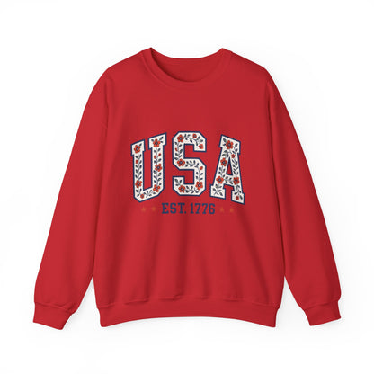 USA July 4th Unisex Sweatshirt, Patriotic Crewneck Pullover, Independence Day Apparel, American Flag Jumper, Fourth of July Gift, Red White