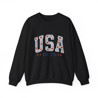 USA July 4th Unisex Sweatshirt, Patriotic Crewneck Pullover, Independence Day Apparel, American Flag Jumper, Fourth of July Gift, Red White