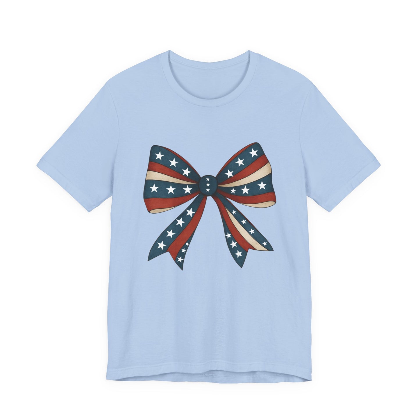 Patriotic Bow Tee, USA Flag Shirt, Independence Day Gift, Casual Summer Wear, Unisex Graphic Tee, Patriotic Tee, Fourth of July Shirt,