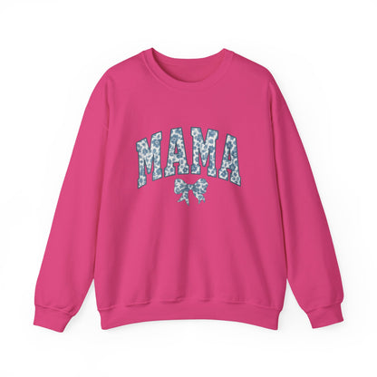 Mama Sweatshirt, Blue Ribbon Shirt, Mothers Day Gift, Aesthetic Gift Mom, Chinoiserie Shirt, Mama Leoprad Shirt, Momgifttee, Blue Mama Shirt