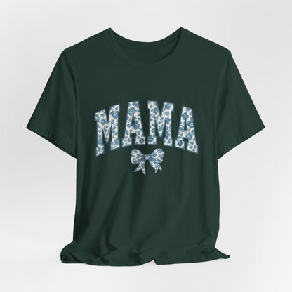 Mama Unisex Jersey Tee, Mother's Day Gift, Mom Shirt, Blue Ribbon Chinoiserie Mama Leoprad Shirt, Womens Tees Mama