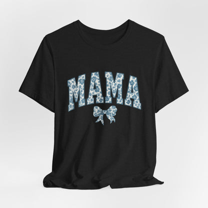 Mama Unisex Jersey Tee, Mother's Day Gift, Mom Shirt, Blue Ribbon Chinoiserie Mama Leoprad Shirt, Womens Tees Mama