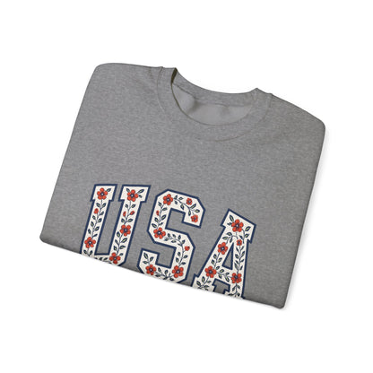 USA July 4th Unisex Sweatshirt, Patriotic Crewneck Pullover, Independence Day Apparel, American Flag Jumper, Fourth of July Gift, Red White