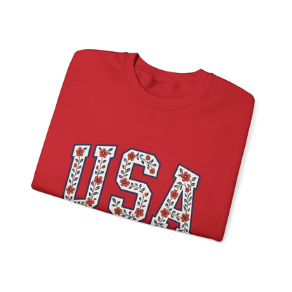 USA July 4th Unisex Sweatshirt, Patriotic Crewneck Pullover, Independence Day Apparel, American Flag Jumper, Fourth of July Gift, Red White