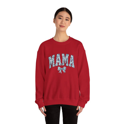 Mama Sweatshirt, Blue Ribbon Shirt, Mothers Day Gift, Aesthetic Gift Mom, Chinoiserie Shirt, Mama Leoprad Shirt, Momgifttee, Blue Mama Shirt