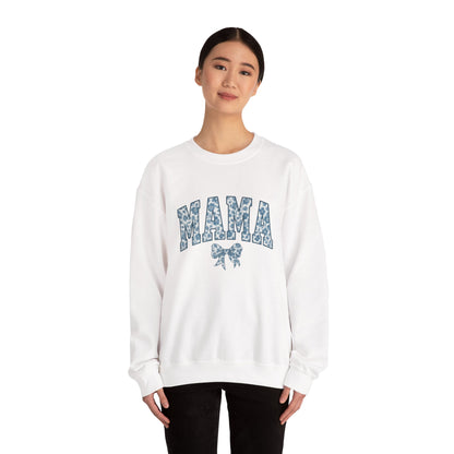 Mama Sweatshirt, Blue Ribbon Shirt, Mothers Day Gift, Aesthetic Gift Mom, Chinoiserie Shirt, Mama Leoprad Shirt, Momgifttee, Blue Mama Shirt