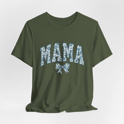 Mama Unisex Jersey Tee, Mother's Day Gift, Mom Shirt, Blue Ribbon Chinoiserie Mama Leoprad Shirt, Womens Tees Mama