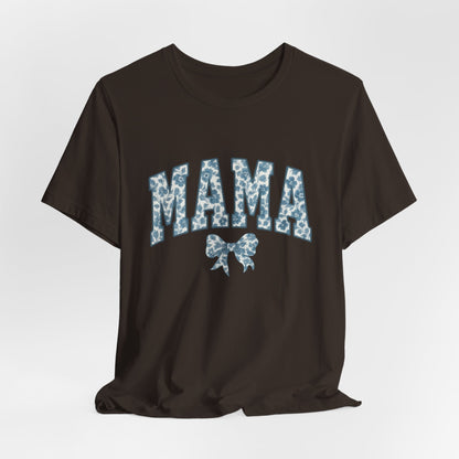 Mama Unisex Jersey Tee, Mother's Day Gift, Mom Shirt, Blue Ribbon Chinoiserie Mama Leoprad Shirt, Womens Tees Mama