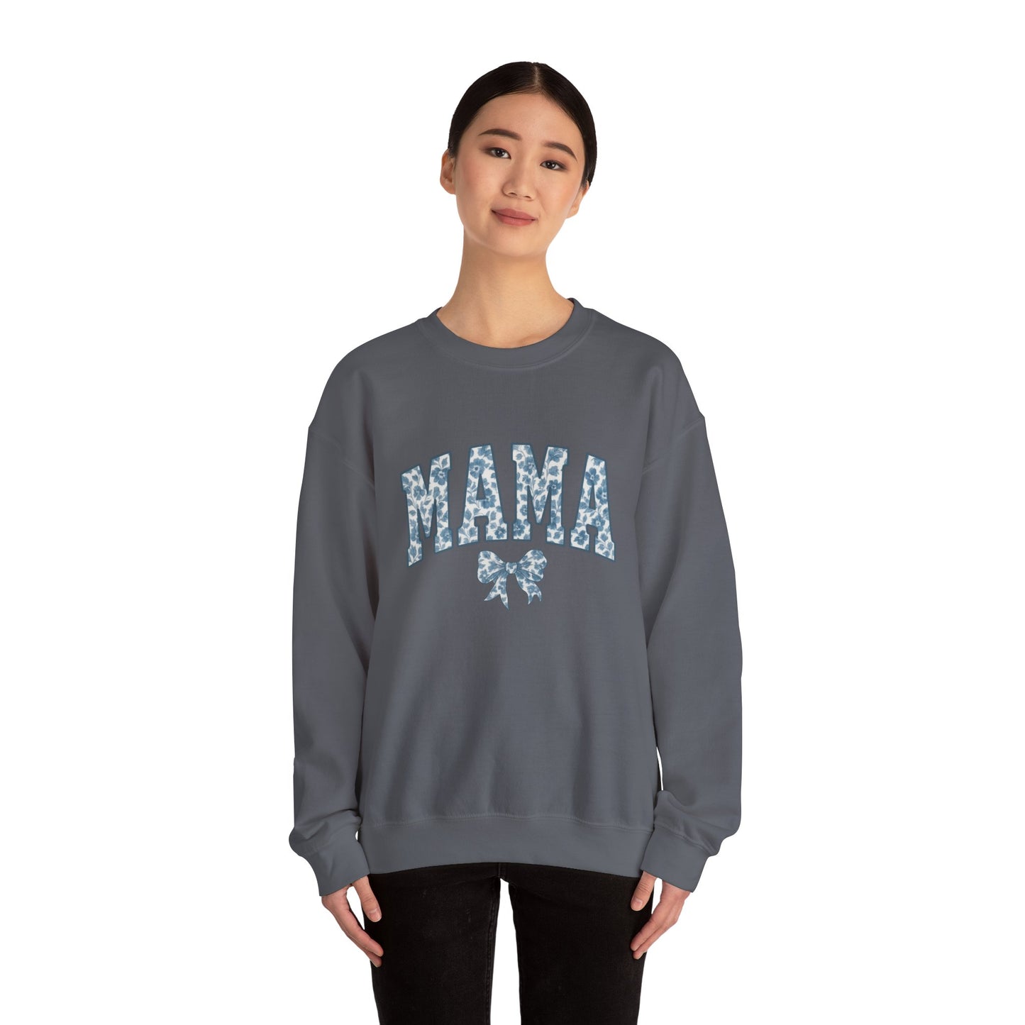 Mama Sweatshirt, Blue Ribbon Shirt, Mothers Day Gift, Aesthetic Gift Mom, Chinoiserie Shirt, Mama Leoprad Shirt, Momgifttee, Blue Mama Shirt