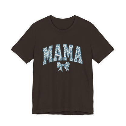 Mama Unisex Jersey Tee, Mother's Day Gift, Mom Shirt, Blue Ribbon Chinoiserie Mama Leoprad Shirt, Womens Tees Mama