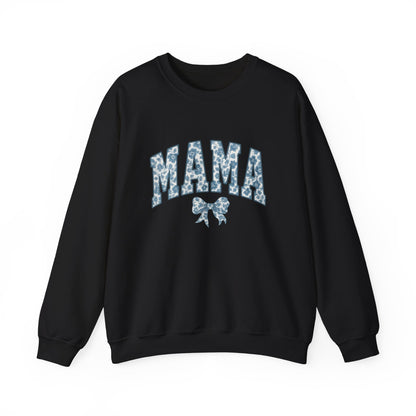 Mama Sweatshirt, Blue Ribbon Shirt, Mothers Day Gift, Aesthetic Gift Mom, Chinoiserie Shirt, Mama Leoprad Shirt, Momgifttee, Blue Mama Shirt