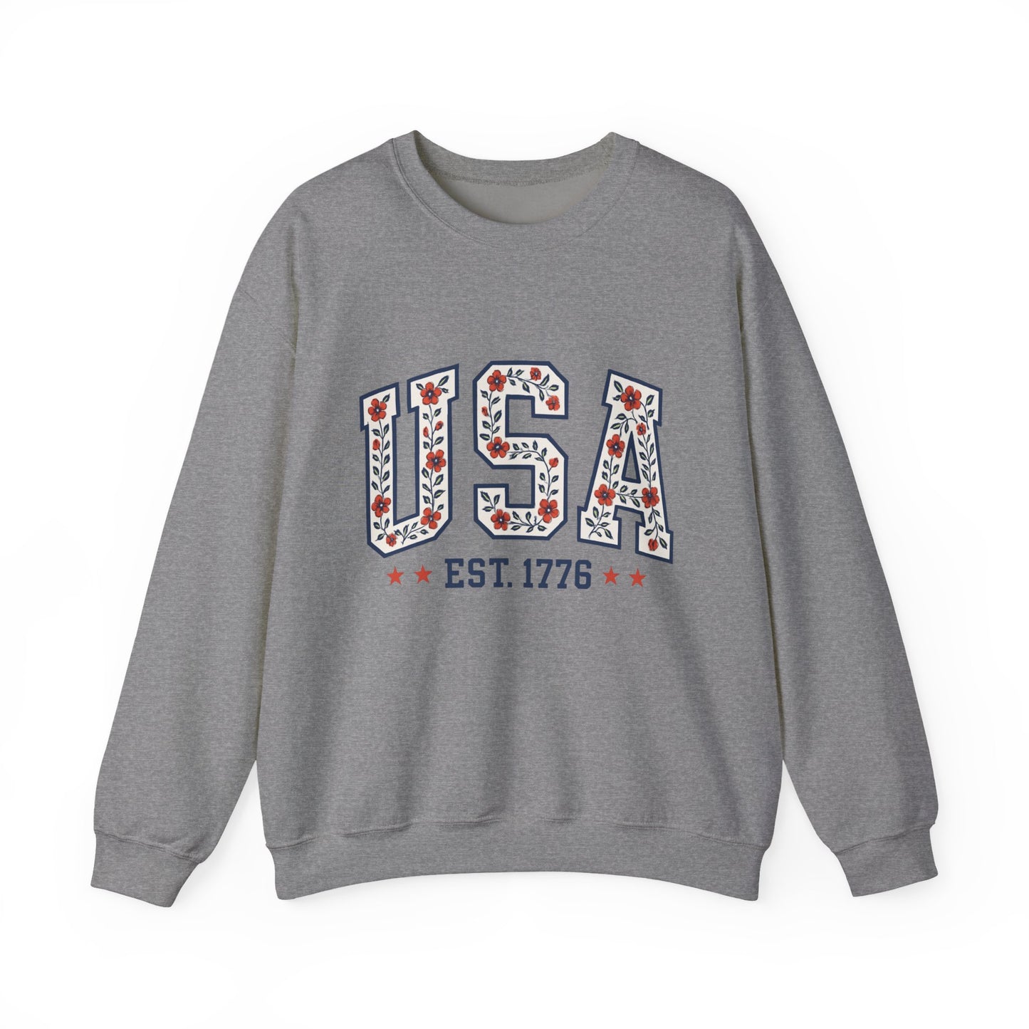 USA July 4th Unisex Sweatshirt, Patriotic Crewneck Pullover, Independence Day Apparel, American Flag Jumper, Fourth of July Gift, Red White