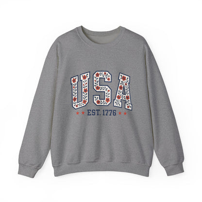 USA July 4th Unisex Sweatshirt, Patriotic Crewneck Pullover, Independence Day Apparel, American Flag Jumper, Fourth of July Gift, Red White
