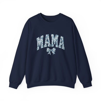 Mama Sweatshirt, Blue Ribbon Shirt, Mothers Day Gift, Aesthetic Gift Mom, Chinoiserie Shirt, Mama Leoprad Shirt, Momgifttee, Blue Mama Shirt