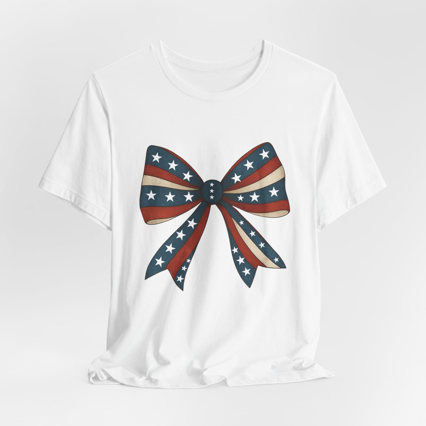 Patriotic Bow Tee, USA Flag Shirt, Independence Day Gift, Casual Summer Wear, Unisex Graphic Tee, Patriotic Tee, Fourth of July Shirt,